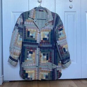 Pristine vintage patchwork quilted reversible shacket